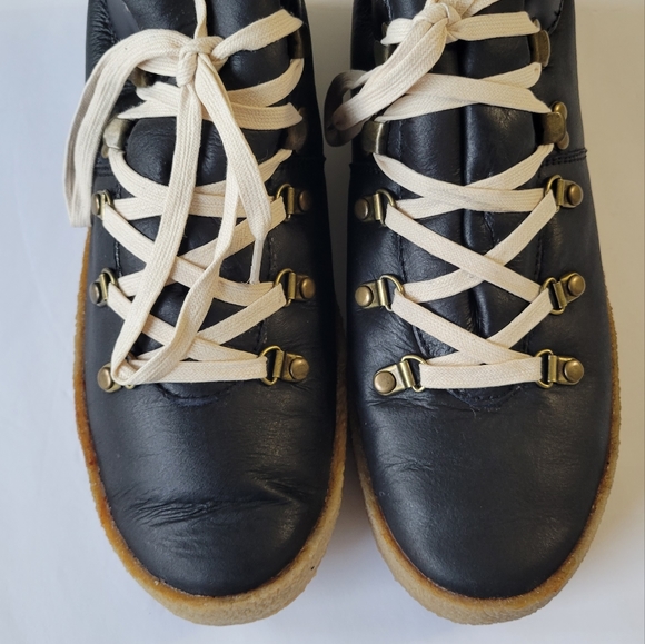 New Size 42 F-troupe Crepe Sole Hiking Black Sheep Fur Boots. - Picture 10 of 12